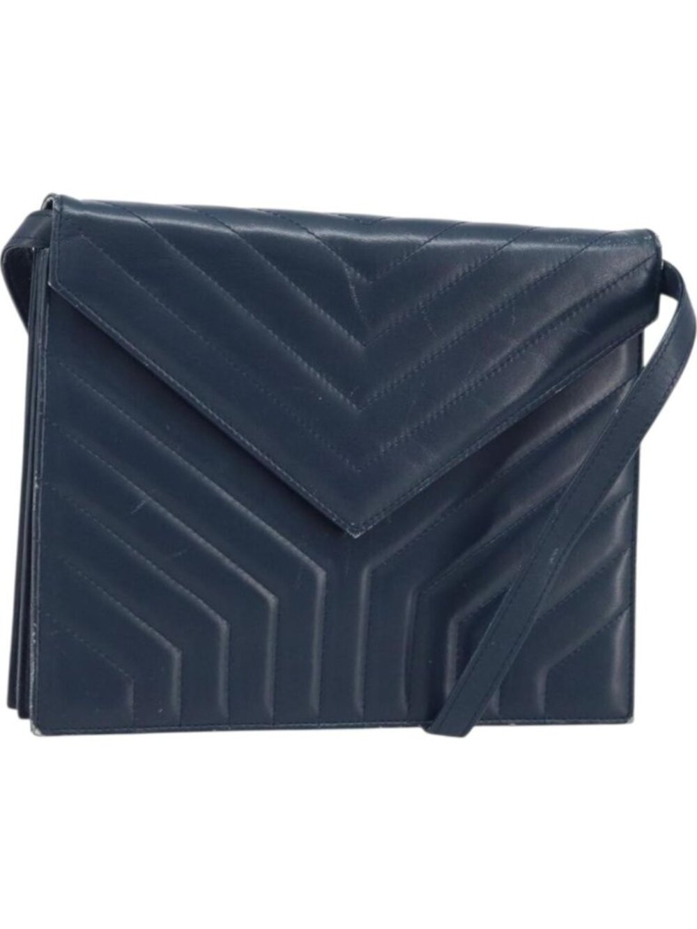 SAINT LAURENT Shoulder Bag Leather Navy Gold